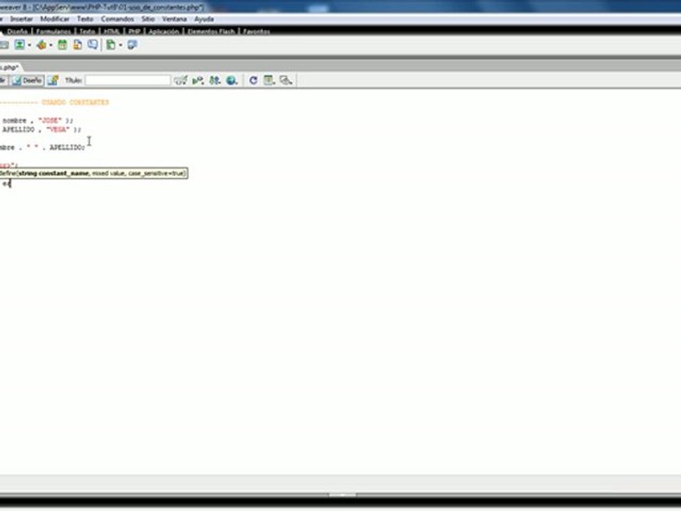 APRENDIENDO PHP USO DE CONSTANTES