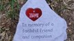 Pet Memorial Stone with Engraved Heart Tag-Deluxe