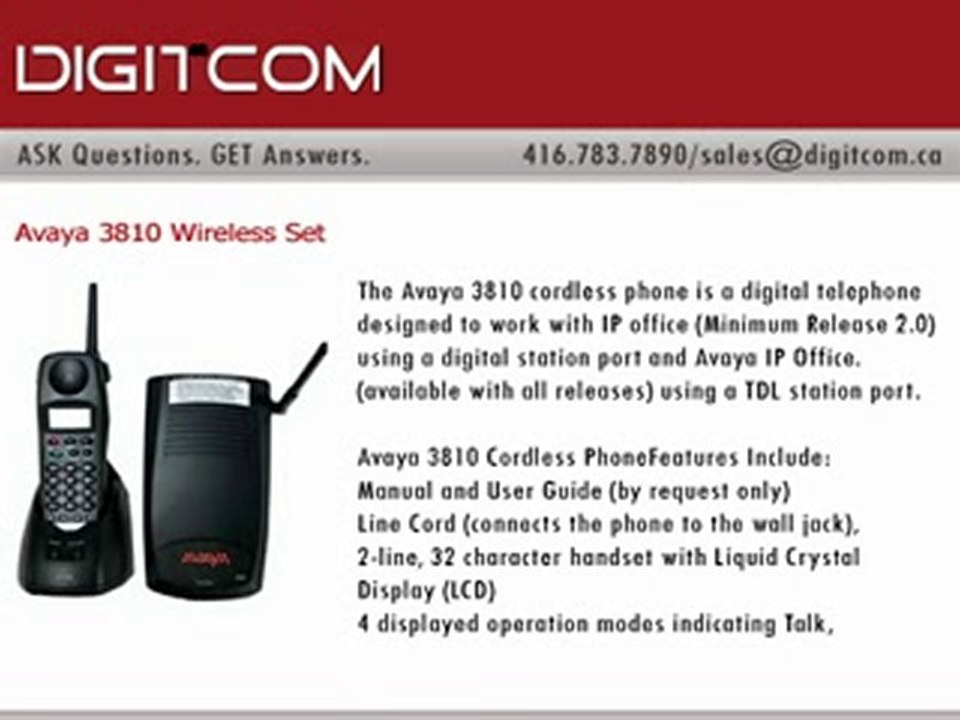 Avaya 3810 Wireless Set | Digitcom.ca (Business Phone System