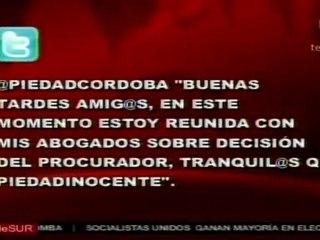 Piedad Córdoba manda mensaje por Twitter