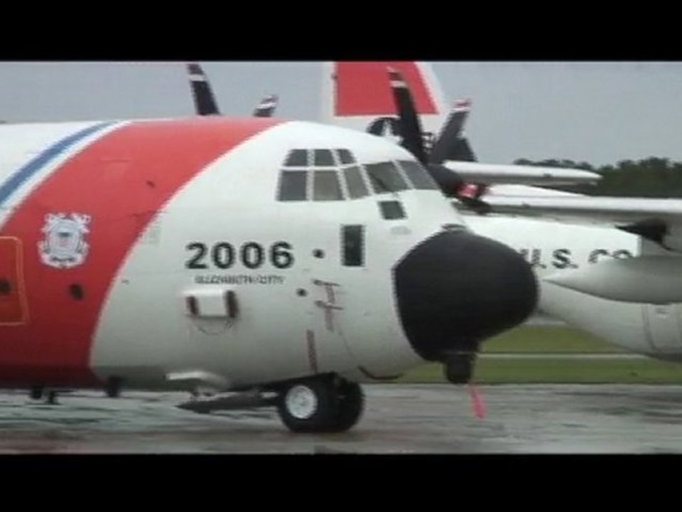 Coast Guard C-130 Takes Off for Marine Safety Broadcast
