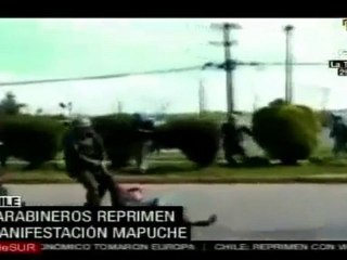 Reprimen manifestación a favor de mapuches presos, 20 deten