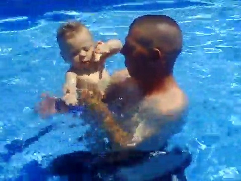 My son in pool for first time