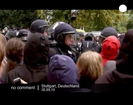 Police use water cannons on demonstrators... - no comment