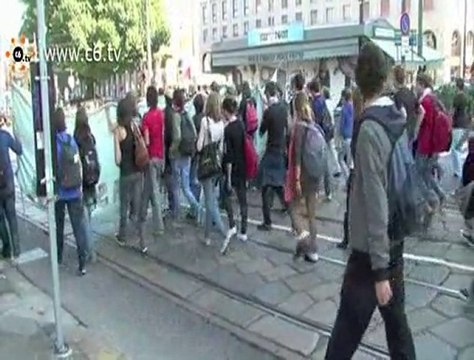 Gli studenti in corteo contro la riforma Gelmini