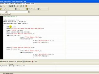 Hacer un Programa en C++ que calcule la suma de dos matrices