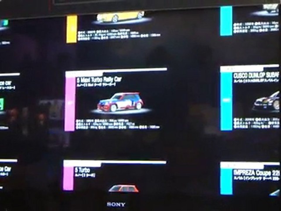 selection voiture GT5