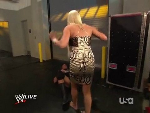 Maryse,Ted Dibiase and Johnny Knoxville backstage 04/10/10
