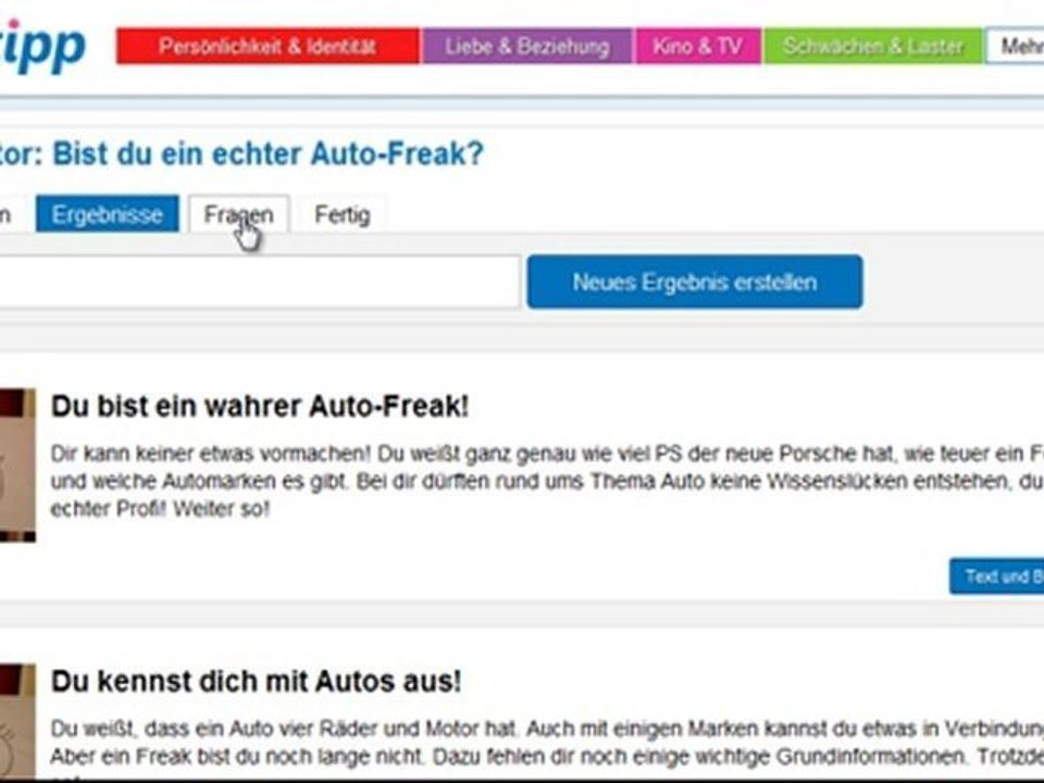 Quiztipp - Quiz erstellen