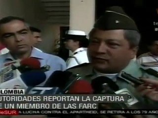 Autoridades de Colombia reportan la captura de un miembro de las FARC
