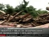 Muertos y desaparecidos por inundaciones y deslaves en Indonesia