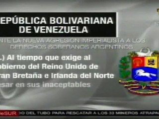 Venezuela rechaza acciones de RU en Malvinas