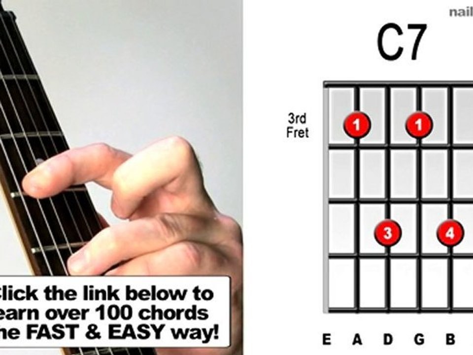 How to Play C7 - Guitar Bar Chords For Beginners Lesson ...