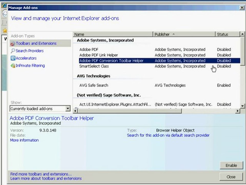 How to Enable/Disable Browser Add-ons in Internet Explorer