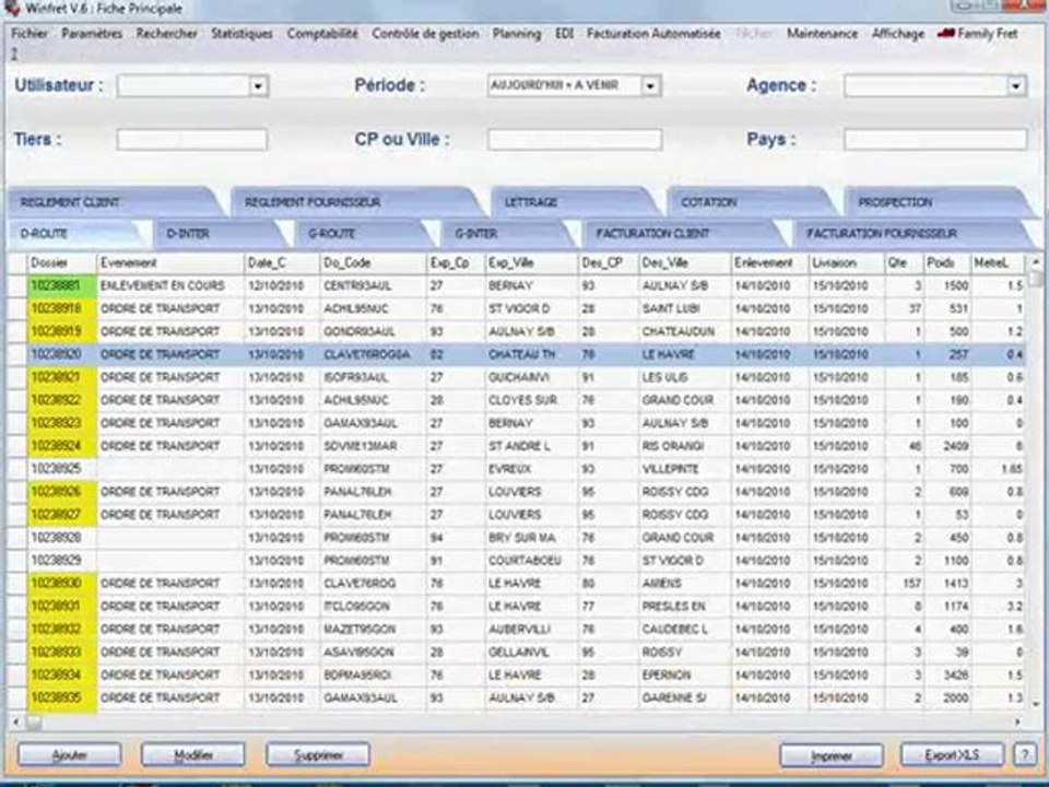 Winfret - Module Affretement