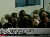 Cadena perpetua para represor Abel Dupuy en Argentina