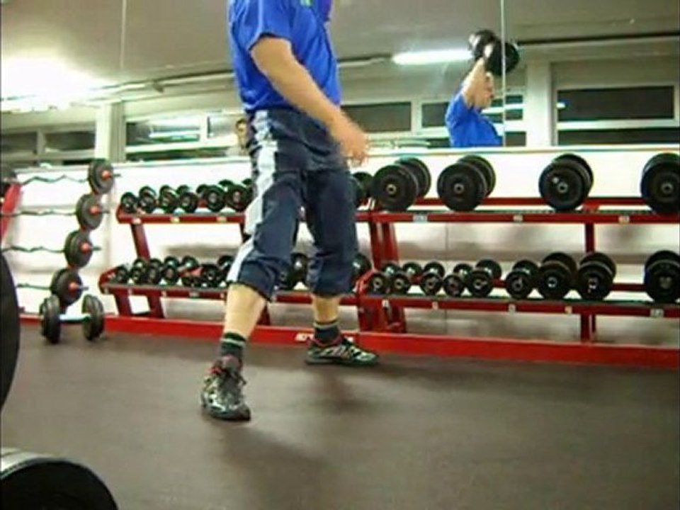 5x 34,5kg dumbell snatch