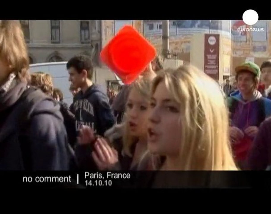 French students protest over pension reform - no comment