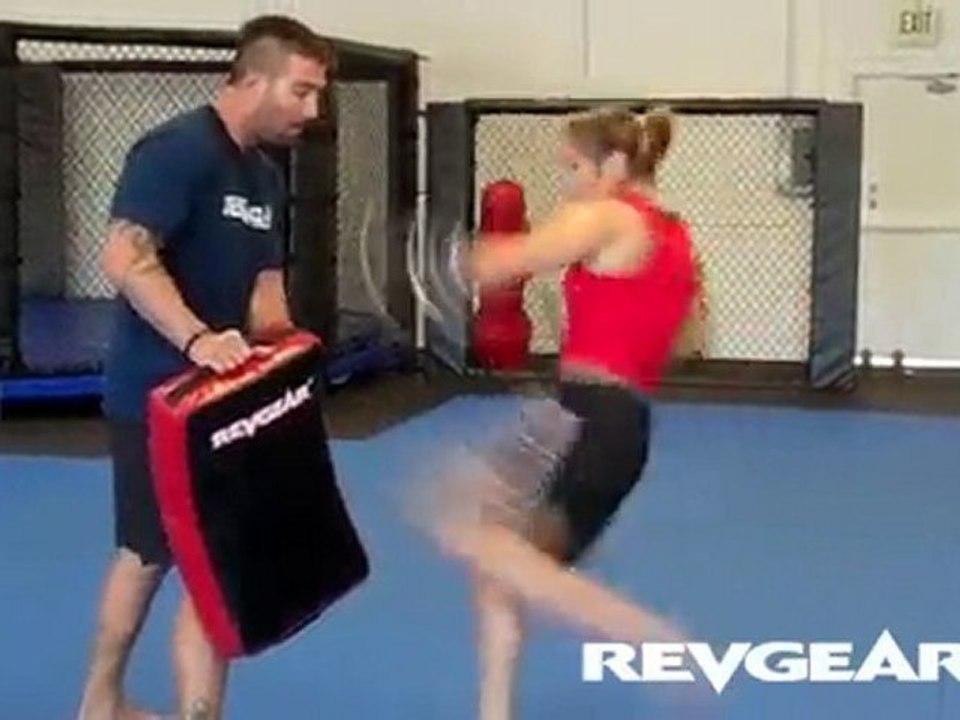 MMA Kickshield Demo - Cyborg Santos MMA Kick Training