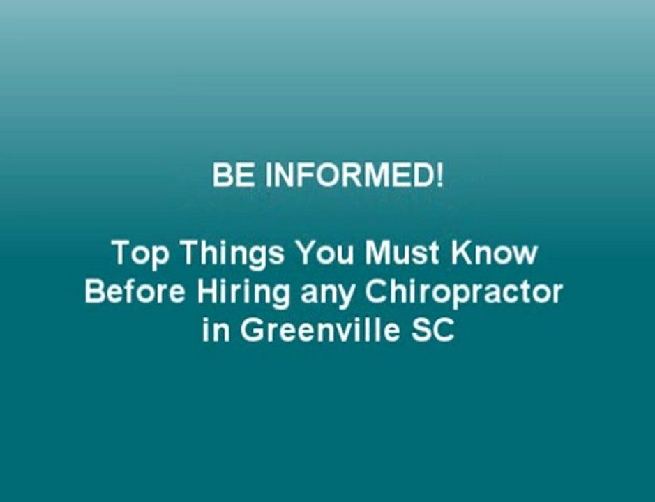 chiropractor greenville sc, Things you must know about!