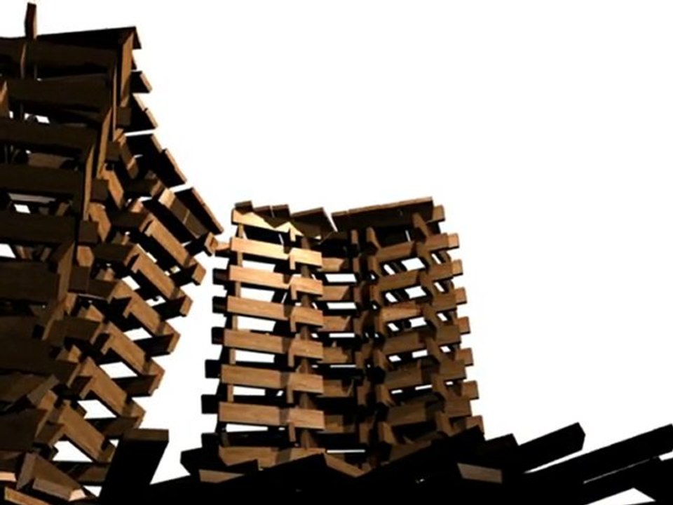 Simulation Chute de Kapla 3D avec blender