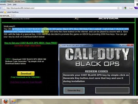 code generator cod7 black ops xbox & xbox 360