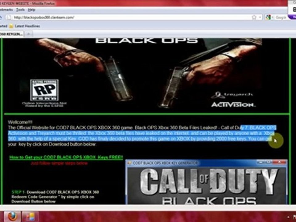 COD7 Black ops xbox 360 free key generator