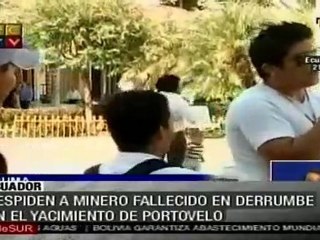 Despiden a minero fallecido en derrumbe en Ecuador