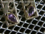 Rennie Mackintosh Earrings - Gold with amethyst FEL020