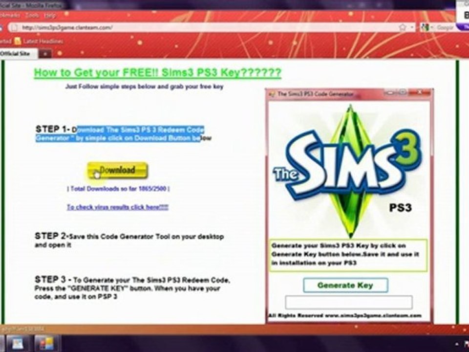 Download Free sims3 PS3 keys with ful working