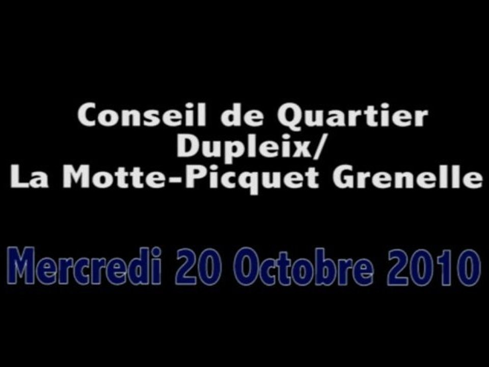 Conseil Quartier du 20/10/10 Dupleix-Motte Picquet Grenelle