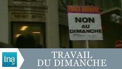 Manifestation contre l'ouverture du Printemps le dimanche - Archive INA