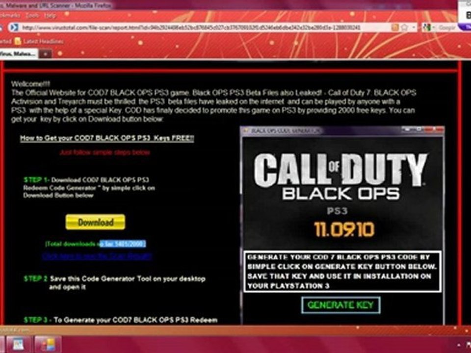 Blackops PS3 keys Gurrantee Working FRee