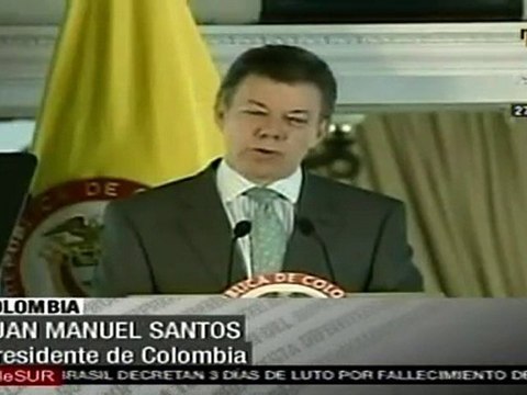 Presidente Santos lamenta muerte de Kirchner