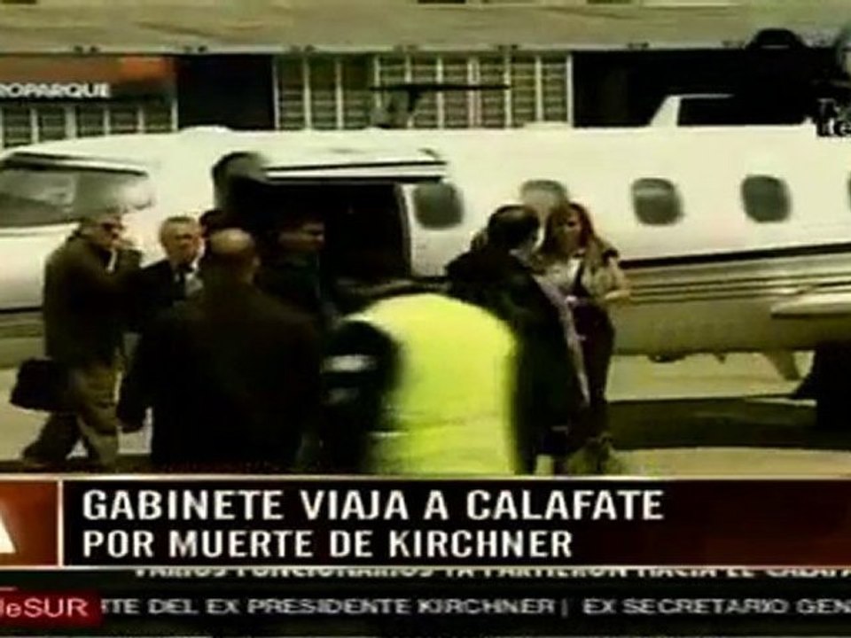Gabinete argentino viaja a Calafate por muerte de Kirchner