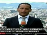 Presidentes correa y García reunidos para fortalecer relaciones bilaterales