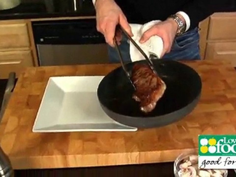 Strip Steak with Asparagus and Mushroom Sauce