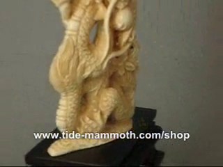 mammoth ivory carving TWO DRAGON 37353