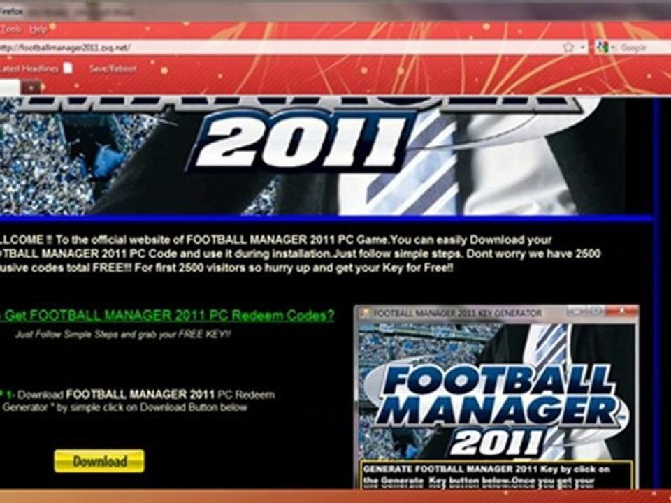 FOOTBALL MANAGER 2011 PC KEYS GEUNINE 100%