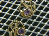 Celtic earrings 9ct gold DWO455G Amethyst