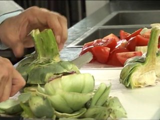 Cocotte de joue de porc, artichauts, tomates, fenouil