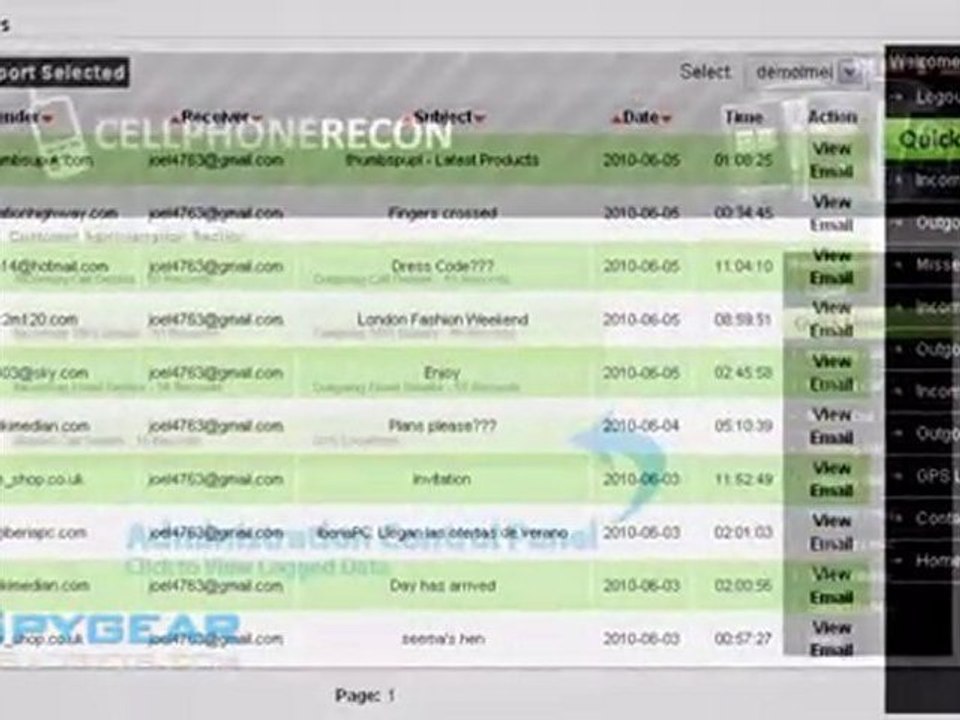 Cell Phone Recon - View Calls, Texts, Emails, & GPS Location