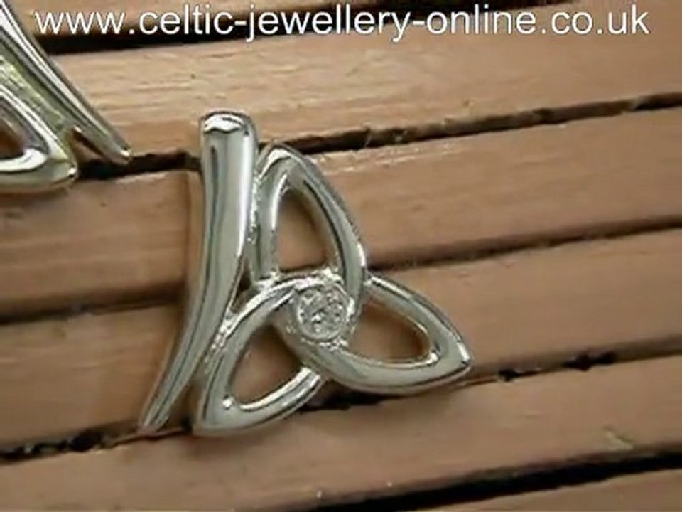 Silver Celtic Earrings SGS008 Diamond set