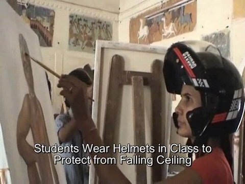 Students Wear Helmets in Classrooms