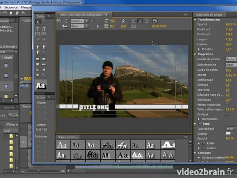 Premiere Pro CS5 : Créer un titre à partir d'un modèle