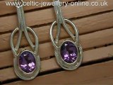 Silver Celtic Earrings DWO956 Amethyst