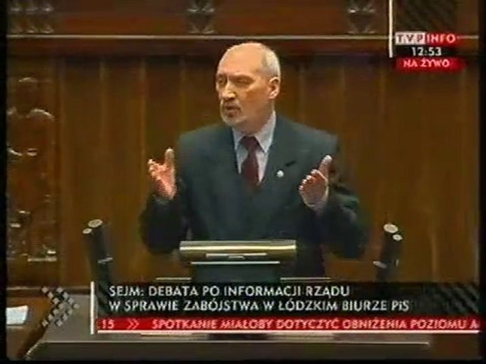 Zabójstwo polit.  - wystąpienie  Antoniego Maciarewicza
