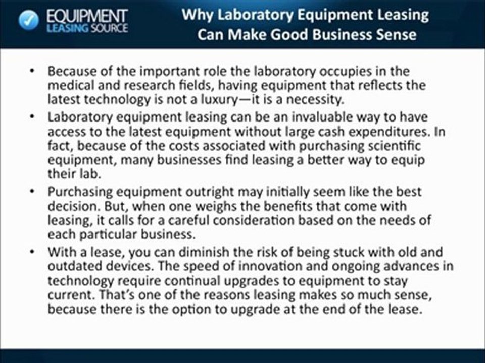 Leasing Laboratory Equipment