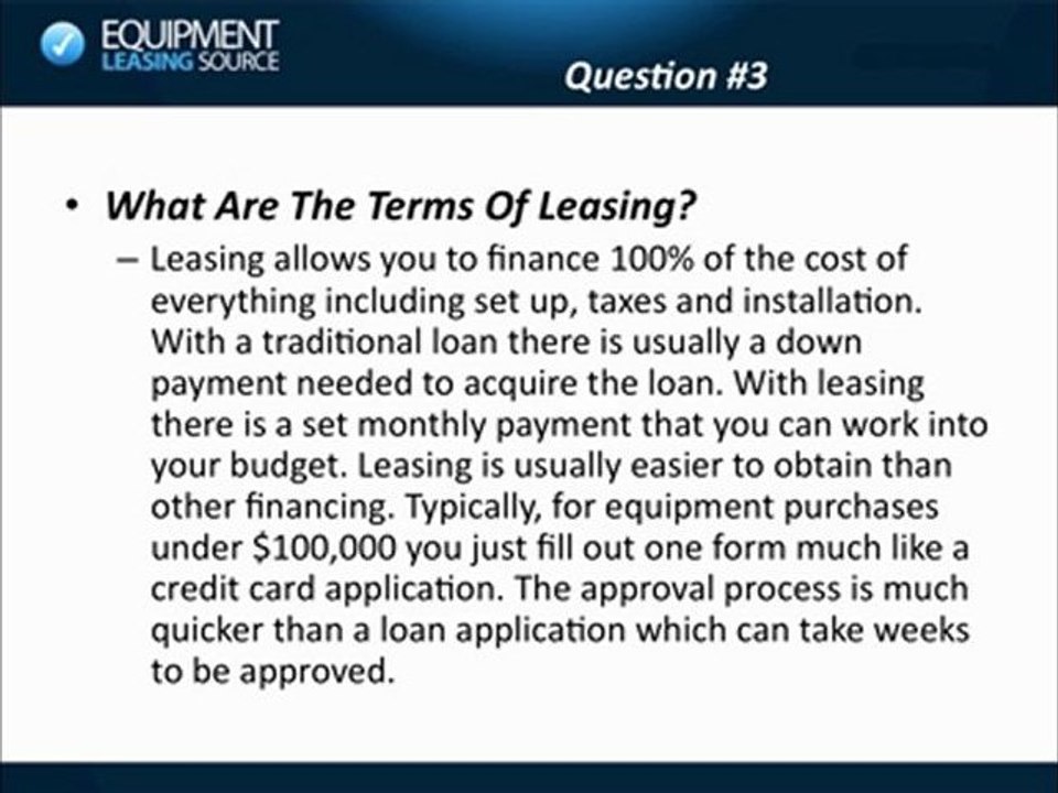 Small Business Equipment Leasing