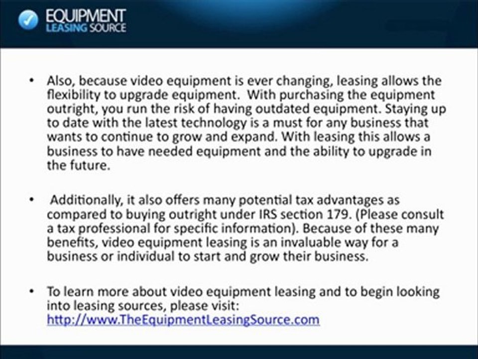 Video Equipment Leasing